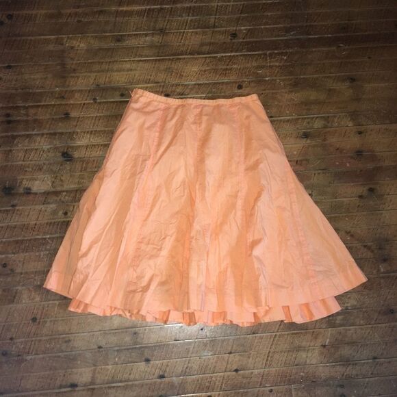 Garnet Hill 6P tangerine sherbet layered lightweight flare skirt - Picture 3 of 3